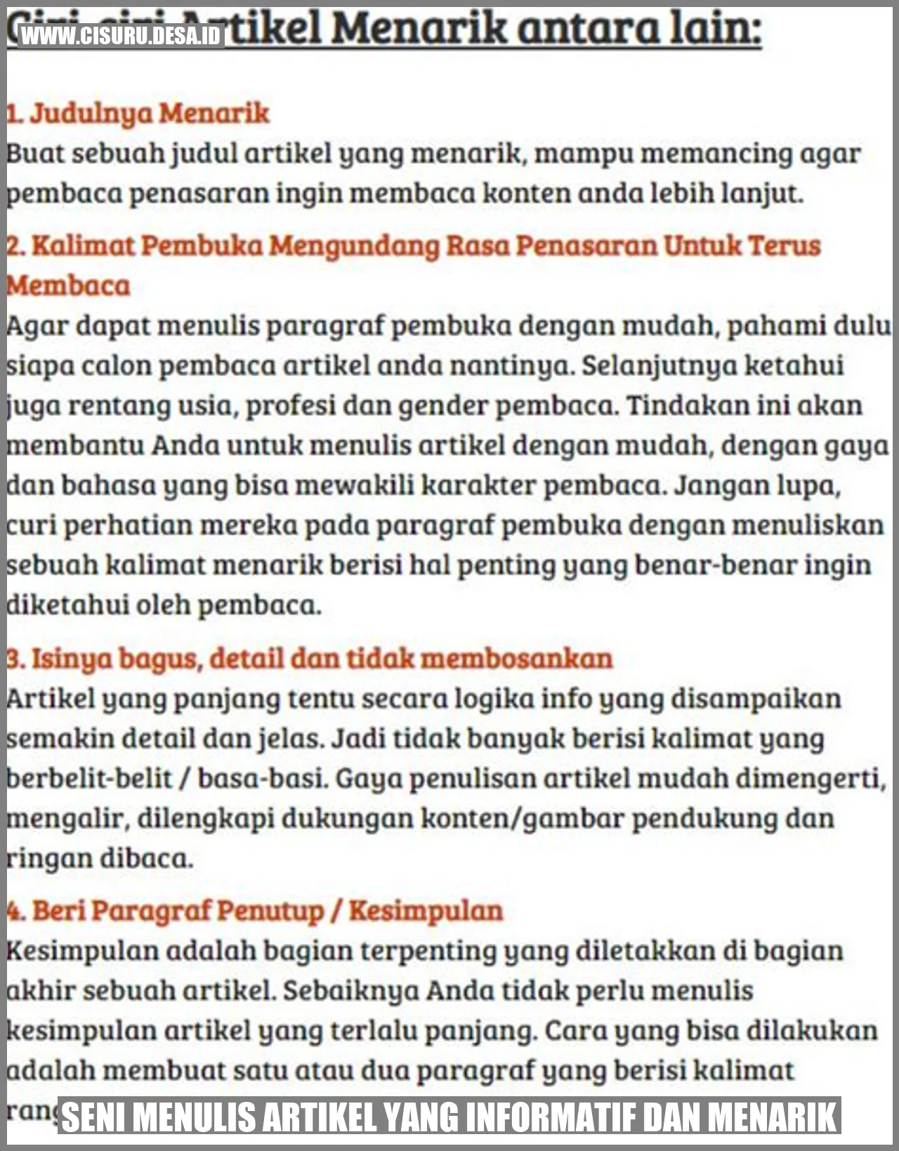 Seni Menulis Artikel Yang Informatif Dan Menarik Desa Cisuru Kab Kab Cilacap